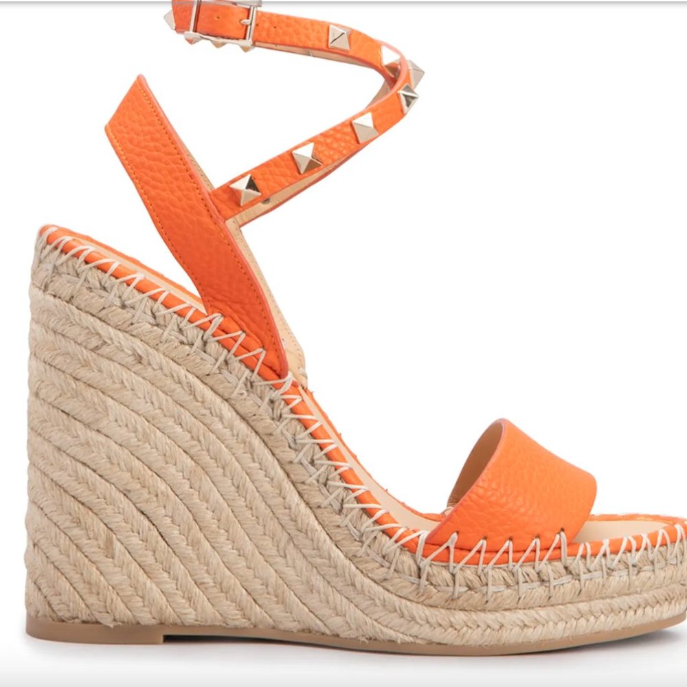 NEW ! VALENTINO GARAVANI 125mm Rockstud Double Wedge Espadrilles SIZE 11